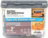 Simpson Strong-Tie Deck-Drive DWP T08200WP1 Screw, #8 Thread, 2 in L, Box Thread, Flat Head, 6-Lobe Drive, Steel